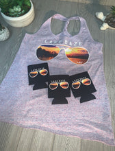 Load image into Gallery viewer, Lake James Sunset in Sunglasses “lake daze” on cosmic tank or tees