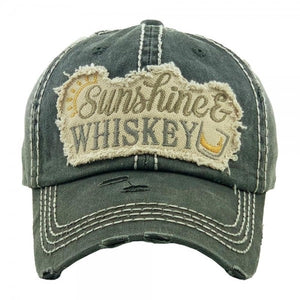 Sunshine and Whiskey Distressed Hat