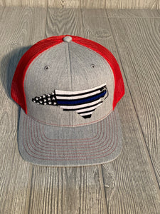 Red and Gray NC Police - Law Enforcement Thin Blue line Richardson SnapBack Hat