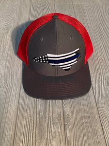 Charcoal NC Police Thin Blue line Richardson SnapBack Hat