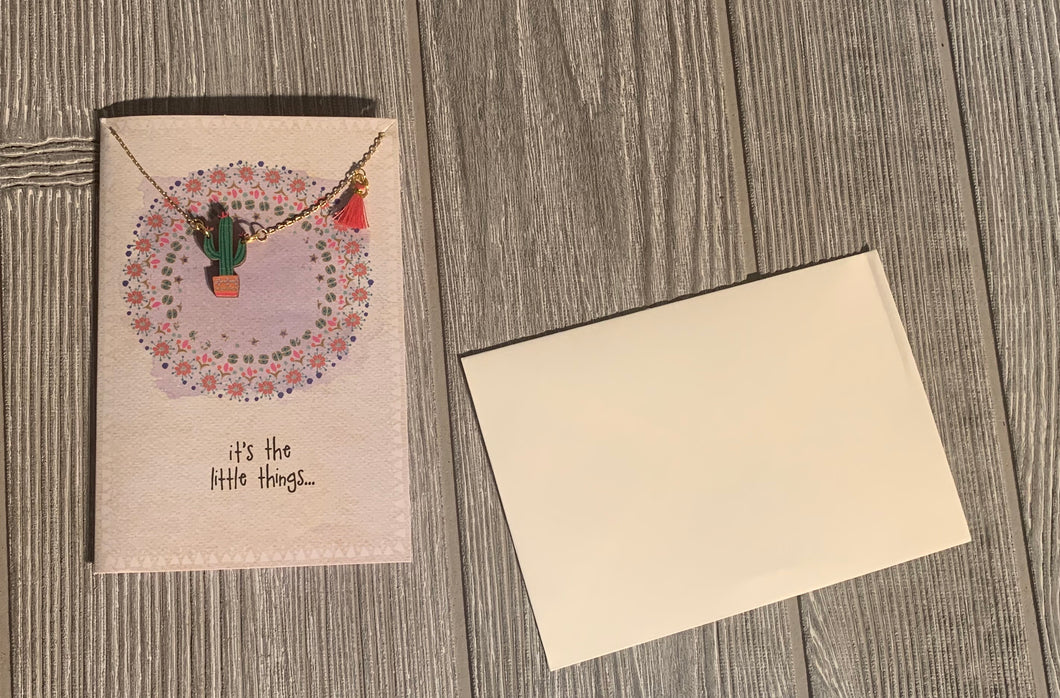 It’s the little things Natural Life Cactus necklace card