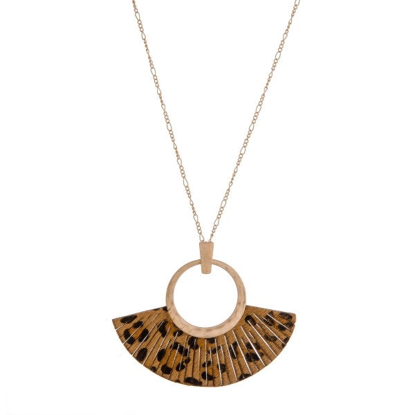 Leopard print tassel pendant necklace