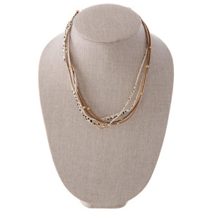 Multi strand leather cheetah necklace