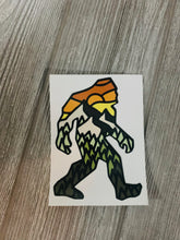 Load image into Gallery viewer, Bigfoot “stained glass” mountain decal
