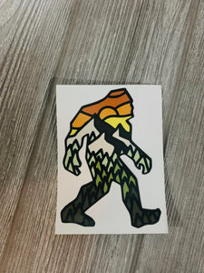 Bigfoot “stained glass” mountain decal