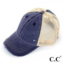 Load image into Gallery viewer, Vintage Distressed Ponytail CC Hat
