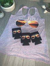 Load image into Gallery viewer, Lake James Sunset in Sunglasses “lake daze” on cosmic tank or tees
