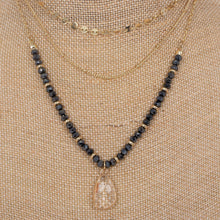 Load image into Gallery viewer, Long layered stone and crystal charm necklace
