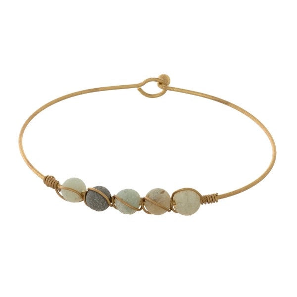 Dainty Gold Bracelet with wire wrapped stones