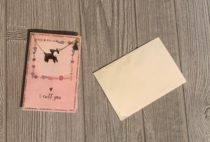 I Ruff You - Natural Life dog necklace and card