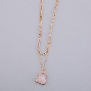 Rose quartz layered necklace