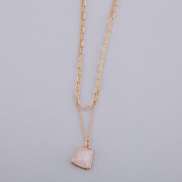 Rose quartz layered necklace