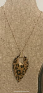 Cowhide leopard print necklace