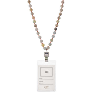 Amazonite stone necklace badge Id holder