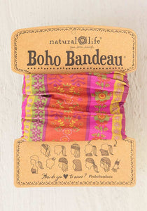 Natural Life boho bandeau fuschia floral stripe