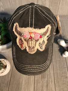 Bull feathers and flowers Hat