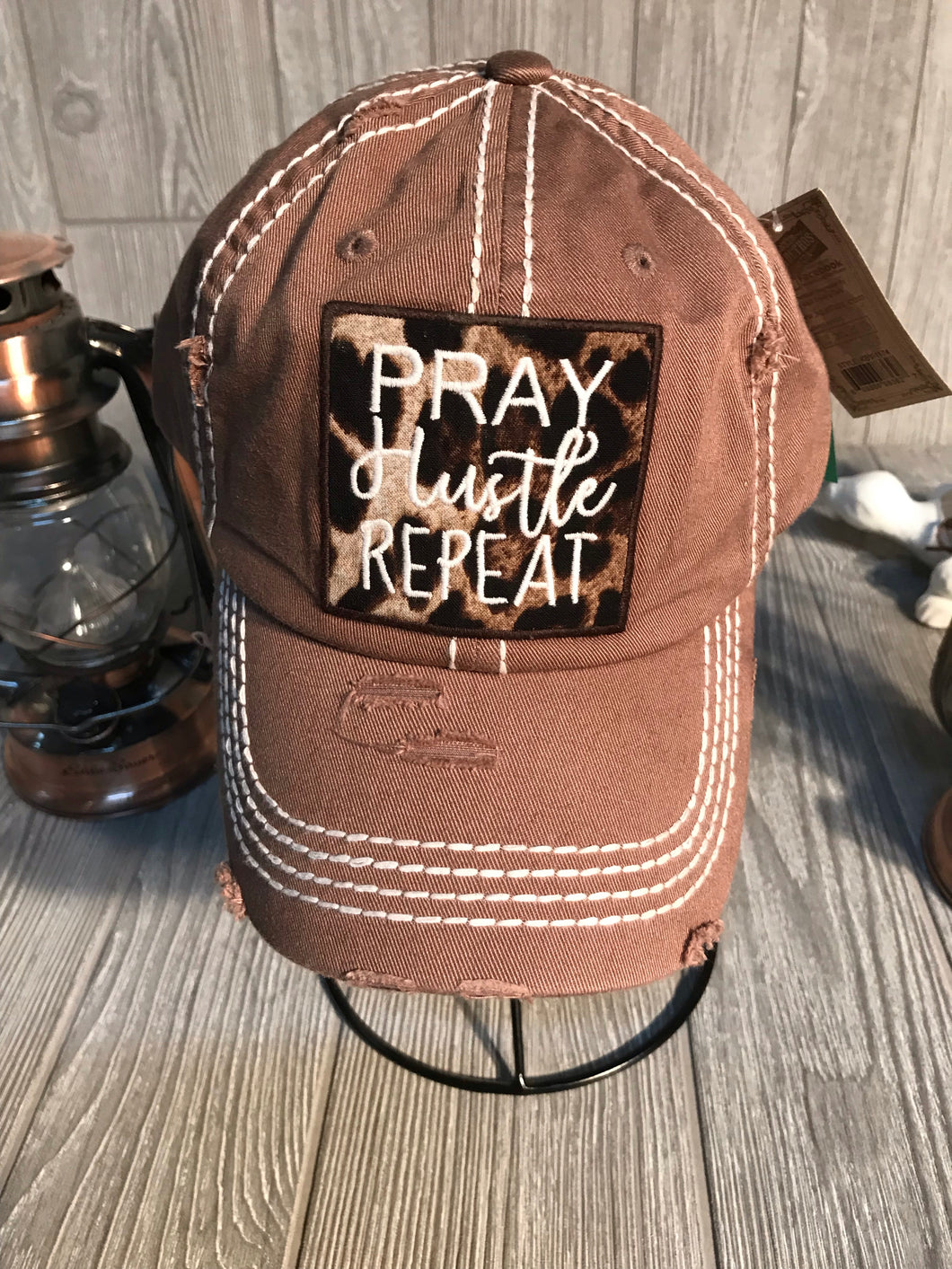PRAY Hustle Repeat Cheetah Hat
