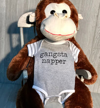 Load image into Gallery viewer, Baby Gray Onesie “Gangster Napper”
