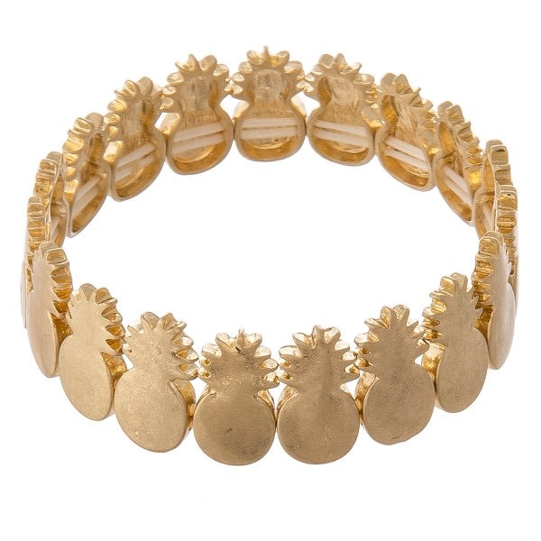 Metal Pineapple Gold Stretch Bracelet