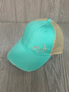 Lake James Distressed Seafoam and Off white hat